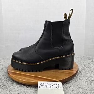 Dr. Martens Womens 10 Rometty Black Wyoming Leather Y2K Platform Chelsea Boots